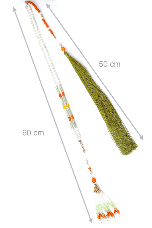 Collier de la dynastie Ming 明 - Lotus avec Pompon vert - HanWen Shop