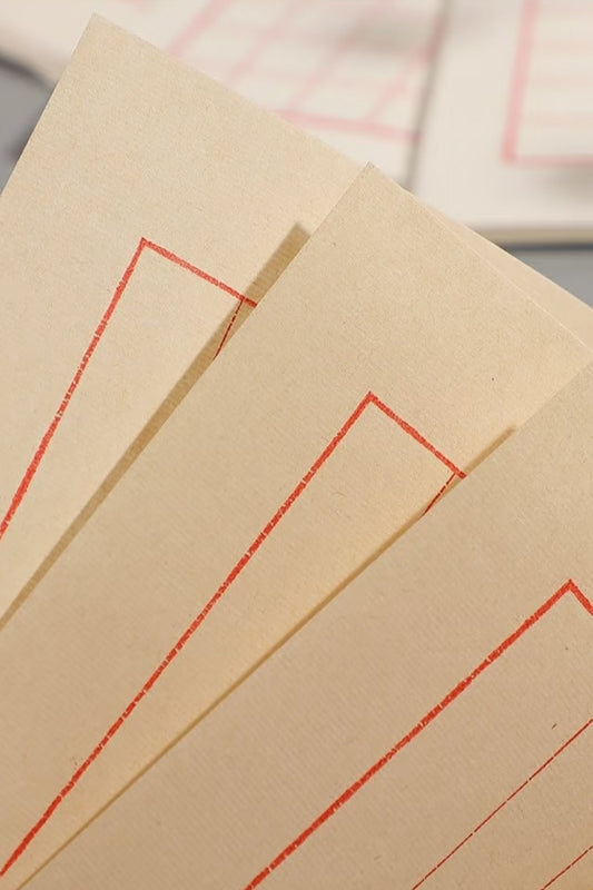 Papier à lettres en xuan parsemé d’or - 8 colonnes verticales (semi-cuit)