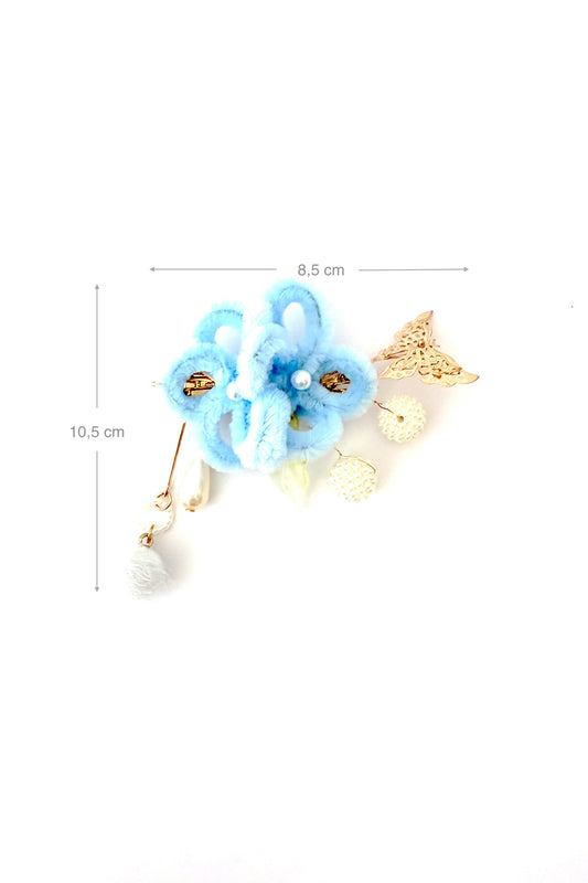 Barrette à cheveux - Fleur de velours bleue - HanWen Shop