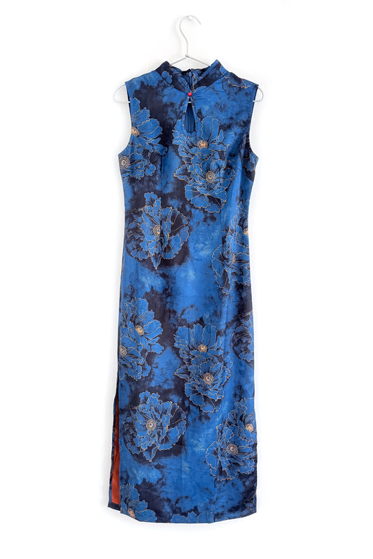 Qipao du hanfu moderne 汉元素 - bleu sans manches - HanWen Shop