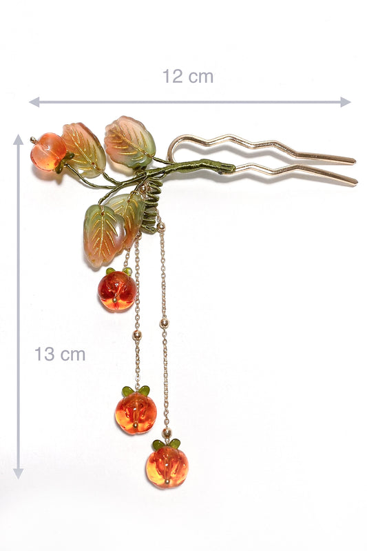 Épingle à cheveux en ondulée U - Les fruits de kaki - HanWen Shop