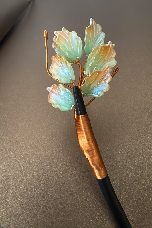 Épingle à cheveux en bois - Série Fleurs d’Orient - HanWen Shop