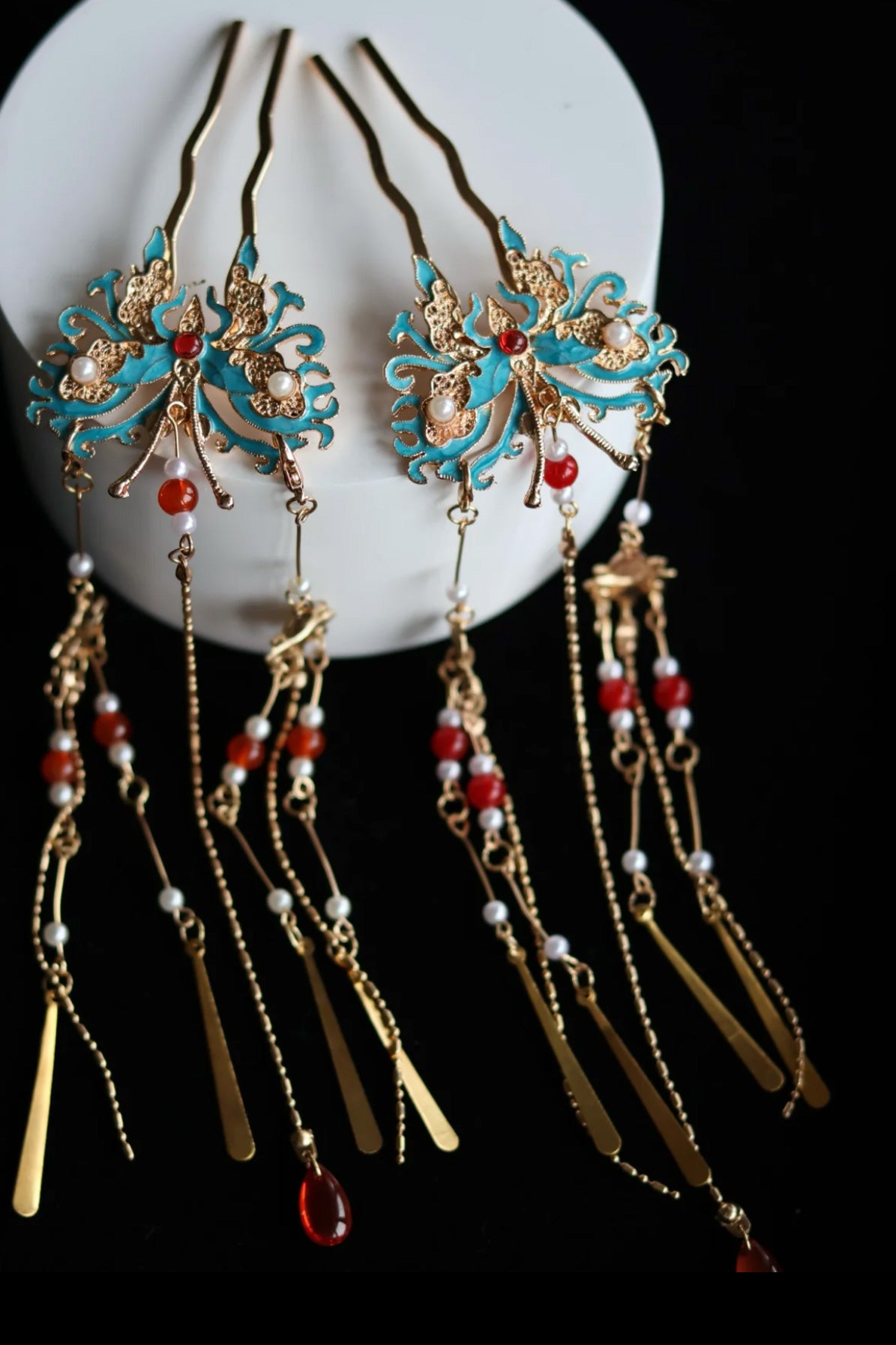 Épingle à cheveux en ondulée U - Émail bleu -HanWen Shop