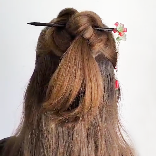 Coiffure chinoise simple pour cheveux mi-longs - HanWen Shop