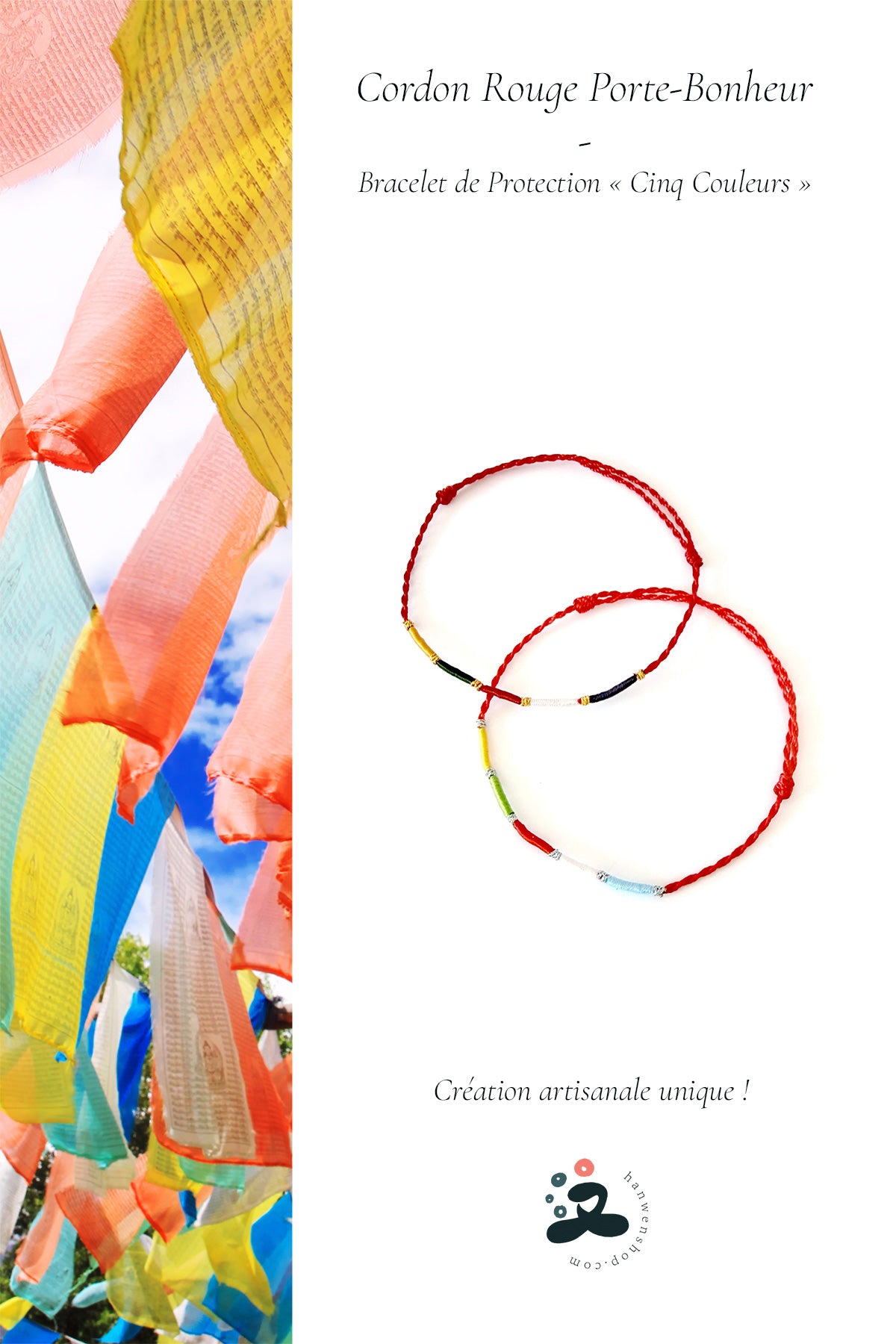 Bracelet de Protection « Cinq Couleurs » – Cordon Rouge Porte-Bonheur - HanWen Shop