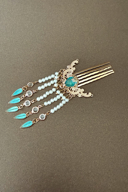 Broche Cheveux - Vagues d’azur à l’élégance Tang - HanWen Shop