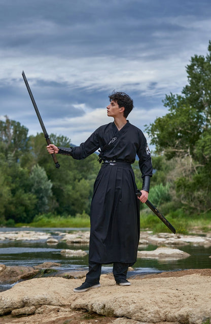 Ensemble Hanfu de la dynastie WeiJin 魏晋- Chevalier Chinois grue - HanWen Shop