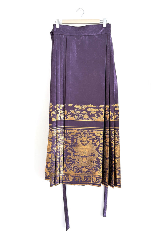 Hanfu de la dynastie Ming 明 - Jupe "MaMian Qun" Brodés dorés du dragon - HanWen Shop