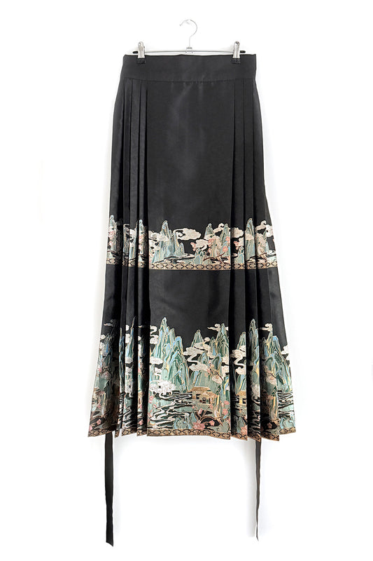 Jupe Hanfu "MaMian Qun" de la dynastie Ming 明 - Paysage des Mille Lieux - HanWen Shop