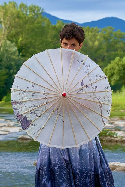 Ombrelle chinoise en papier à l'huile - Magnolia blanc - HanWen Shop