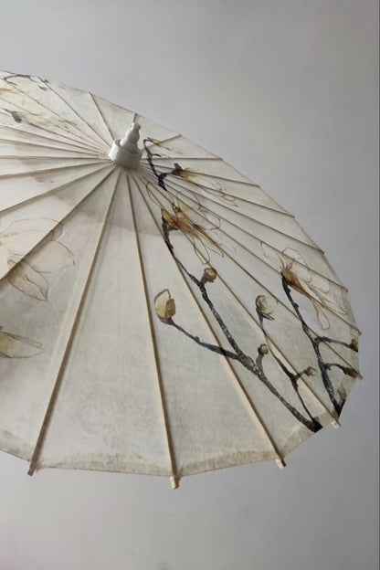 Ombrelle chinoise en papier à l'huile - Magnolia blanc - HanWen Shop