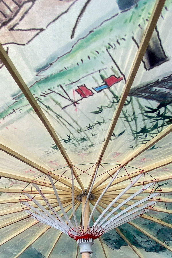 Ombrelle chinoise en papier à l'huile - Paysage de forêt de bambous - HanWen Shop