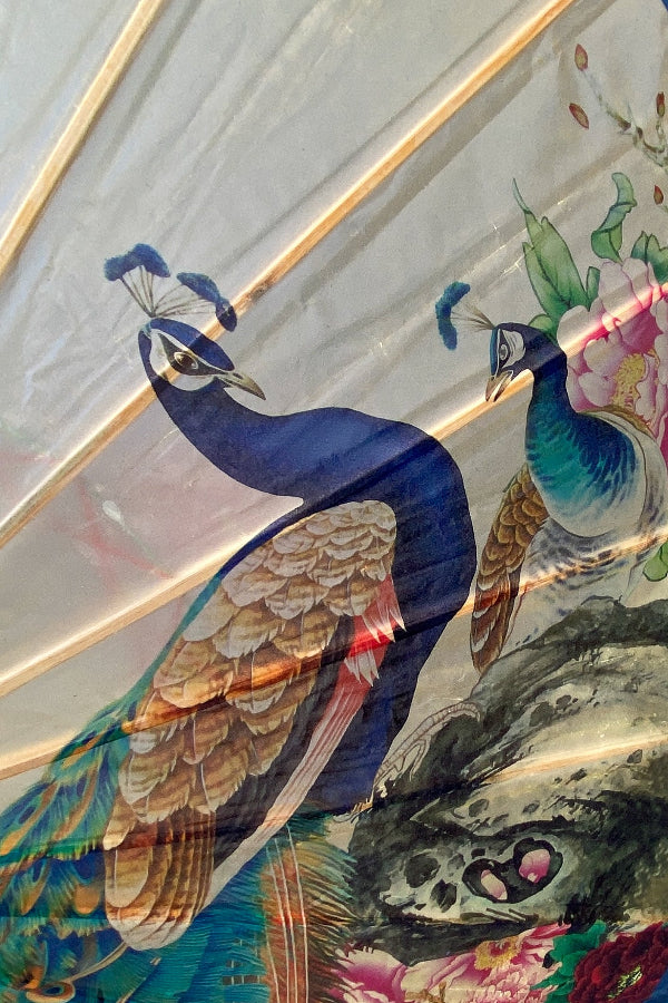 Ombrelle chinoise en papier à l'huile - Pivoine et paon - HanWen Shop