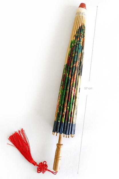 Ombrelle chinoise en papier à l'huile - Pivoine et paon - HanWen Shop