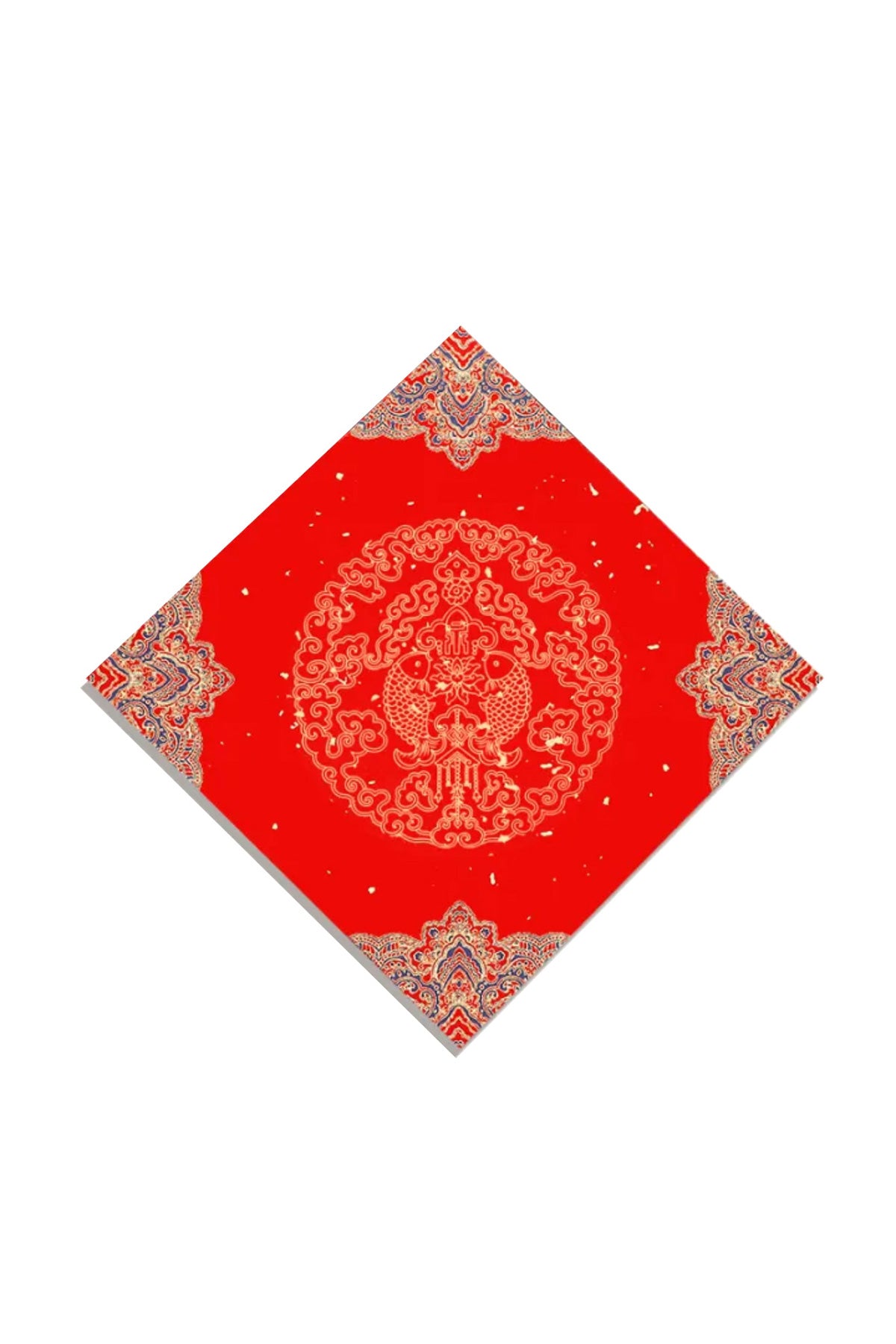 Papier Xuan de chinois traditionnel en format carré - Ciré rouge vif - HanWen Shop