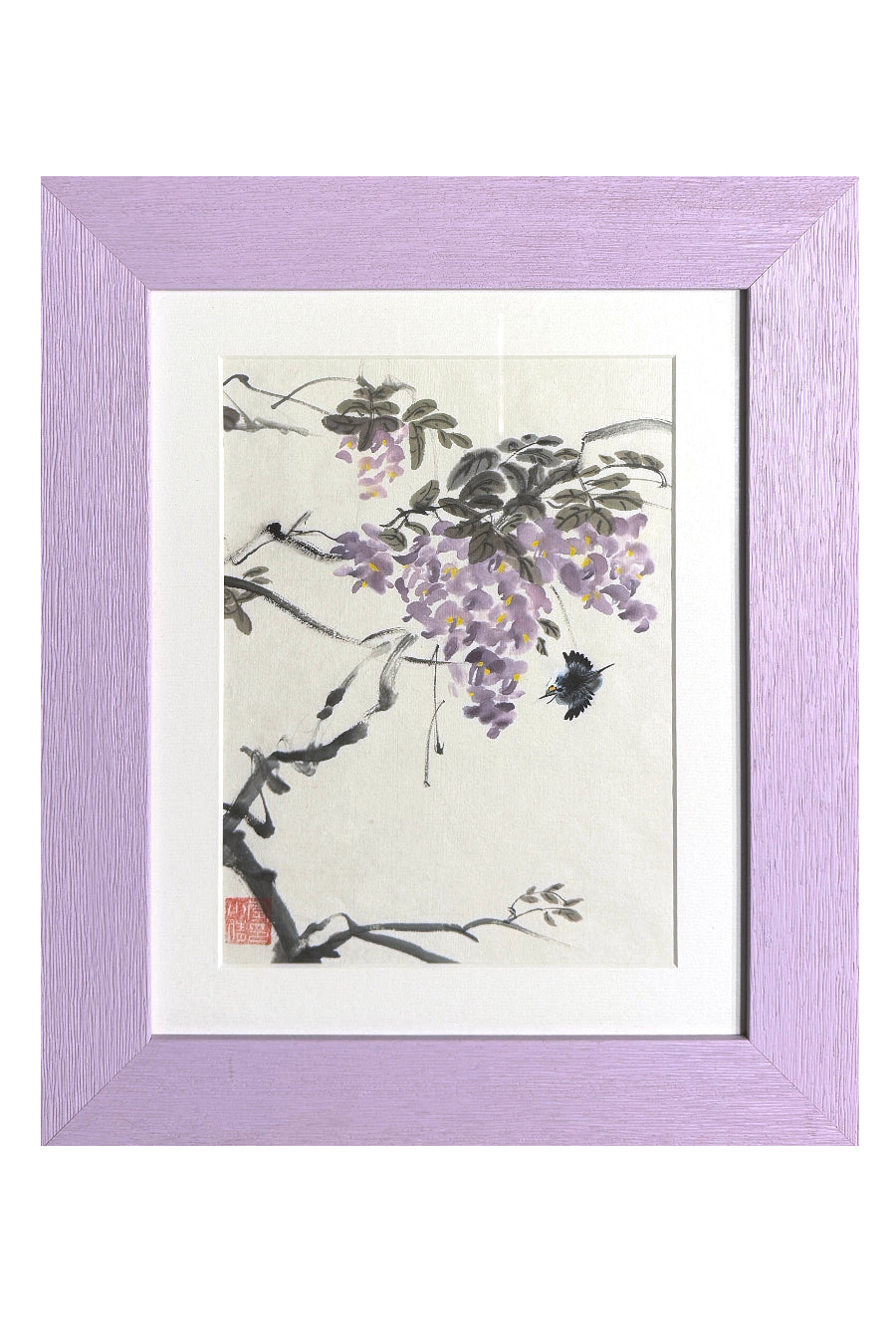 Peinture chinoise en style Xieyi - Fleurs de glycine - HanWen Shop
