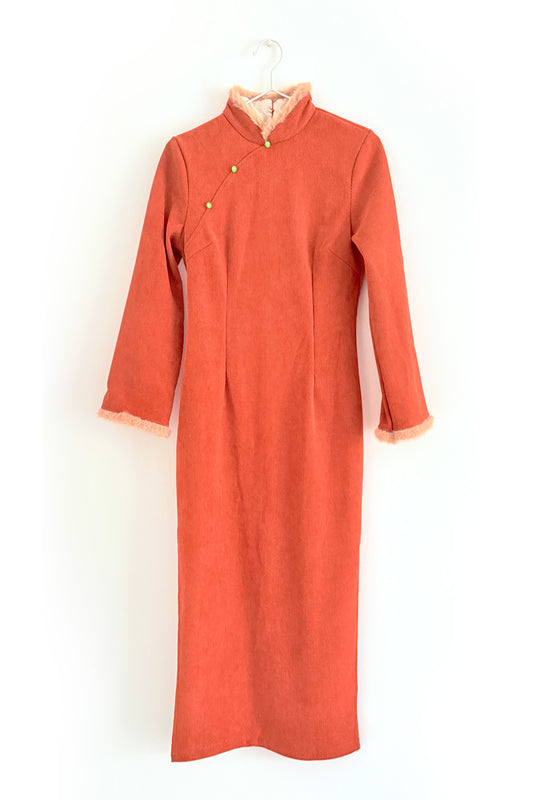 Qipao du hanfu moderne 汉元素 - Orange kaki - HanWen Shop