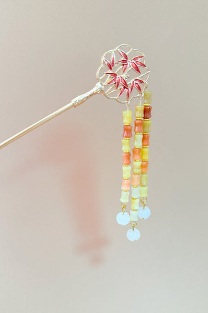 Épingle à cheveux fait main - Bambou rouge - HanWen Shop