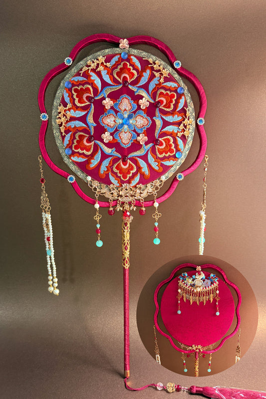 Éventail de mariage traditionnel chinois - Collection Brocarts et Broderies - HanWen Shop