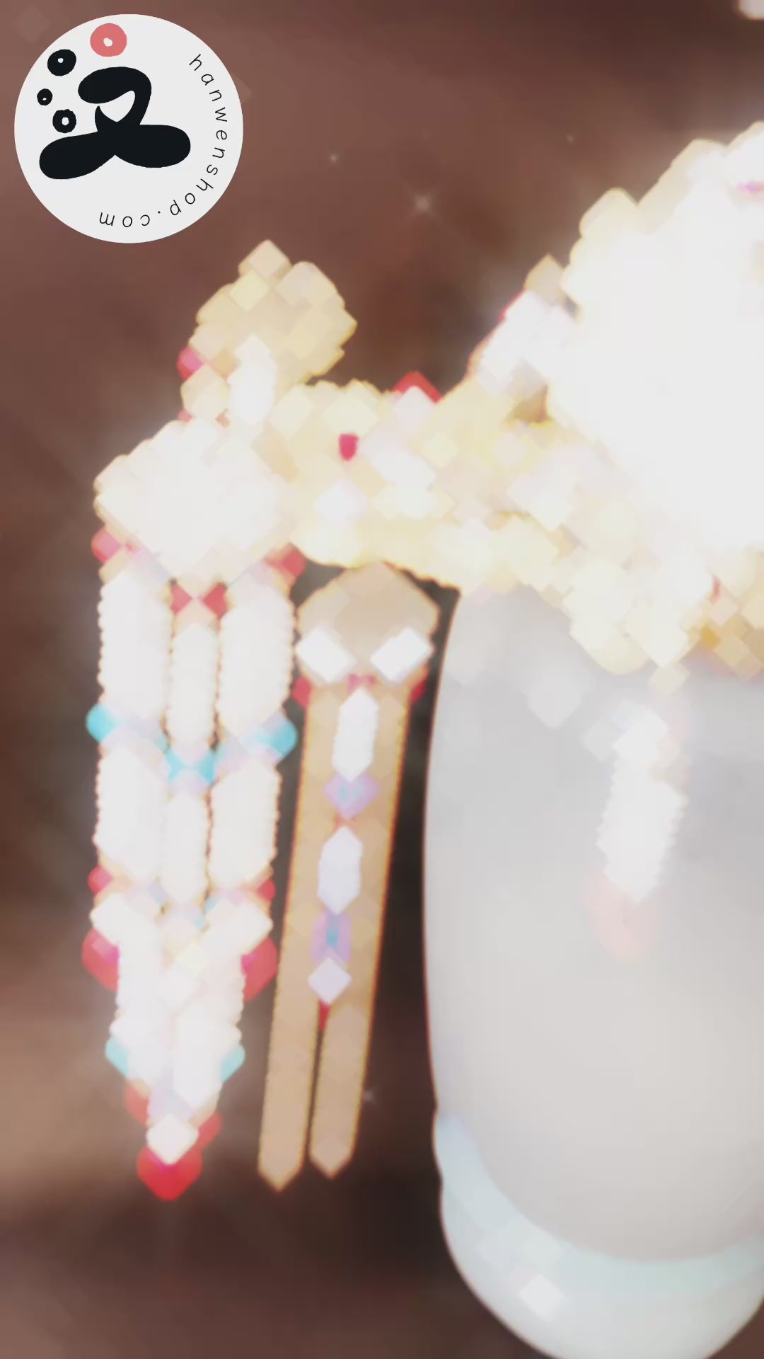 Couronne royale chinoise - Phénix doré avec pendentif de perles - HanWen Shop